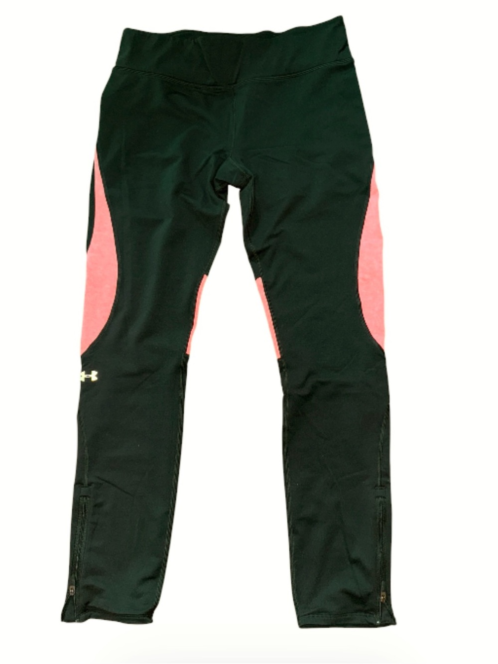 Under Armour - ColdGear Compression Leggings Ankle Zip Black & Salmon Size Large